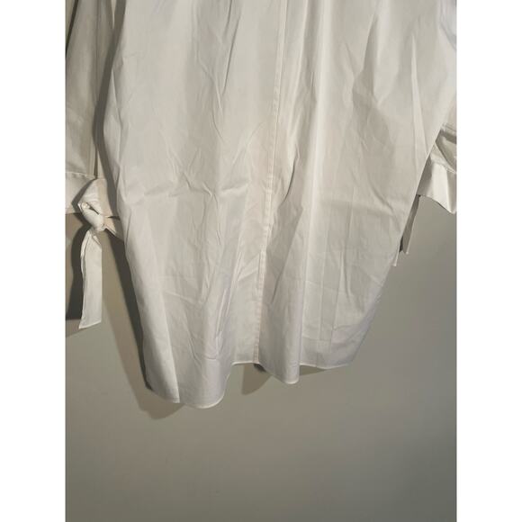 Lafayette 148 White Button Down Short Tie Sleeve Top Size Small - Picture 9 of 11